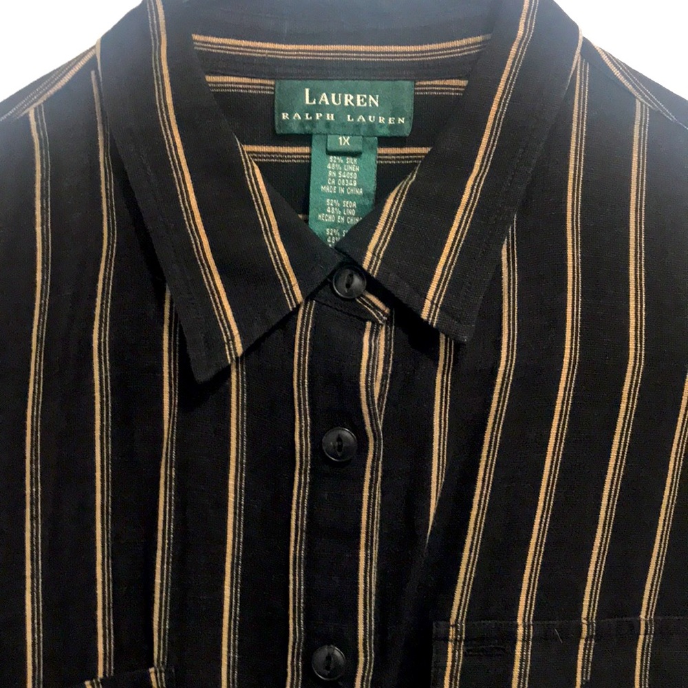 Lauren Ralph Lauren 1X silk & Linen button down shirt. Excellent condition.